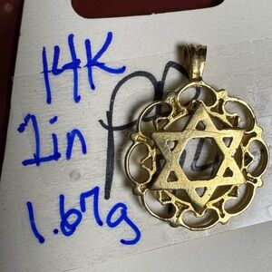 14k stamped and tested Gold Star of David Pendant